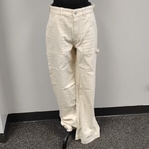American Eagle Outfitters Cream Super High-Rise Baggy Wide Leg Jeans, Sz 4